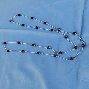 Silver and black onyx 19" necklace